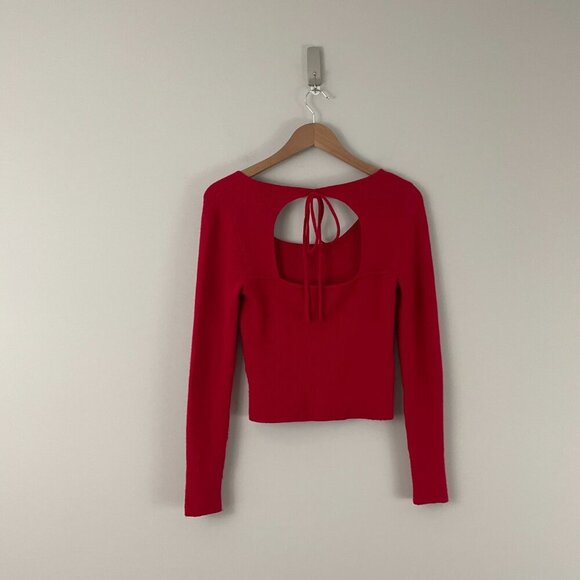 Anthropologie Red Open Back Knit Pullover Sweater Size XS - Picture 2 of 5